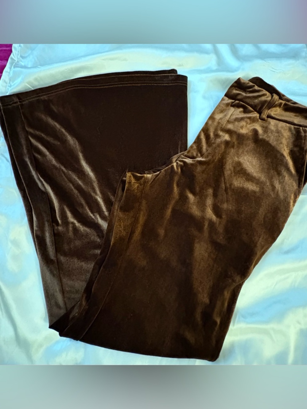 Men’s Rust Velvet Flare Trousers - Picture 8 of 8